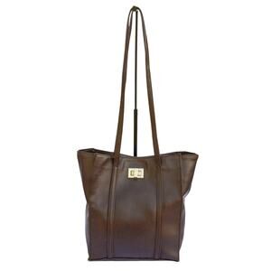 Brown Tote Bag GIANNINI Faux Leather Double Handle Medium Purse Shoulder Bag